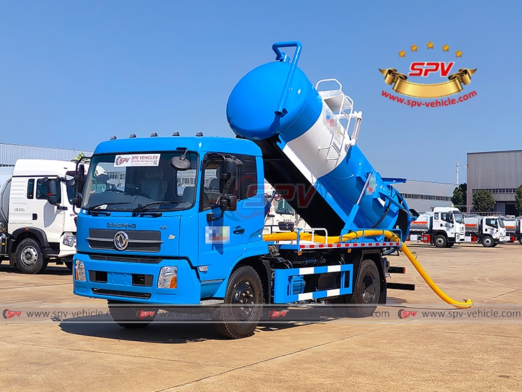 8,000 Litres Sewage Vacuum Truck DongFeng - Tank Lifting Test